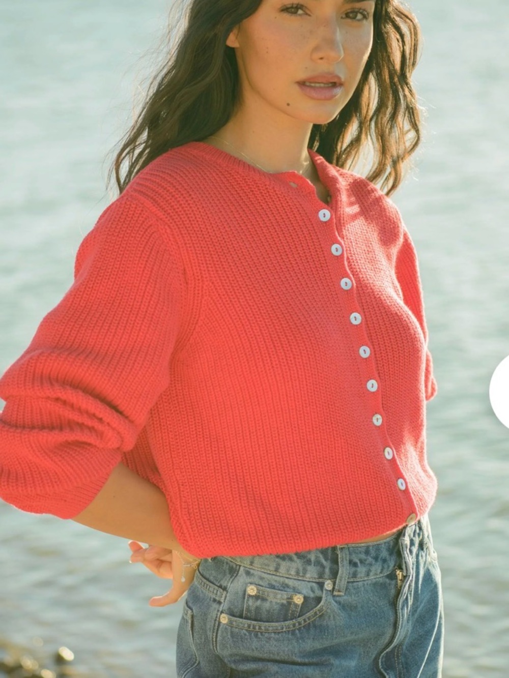 Sonderhaus Red Button-Front Knit Harbor Cardigan - Picture 2 of 6